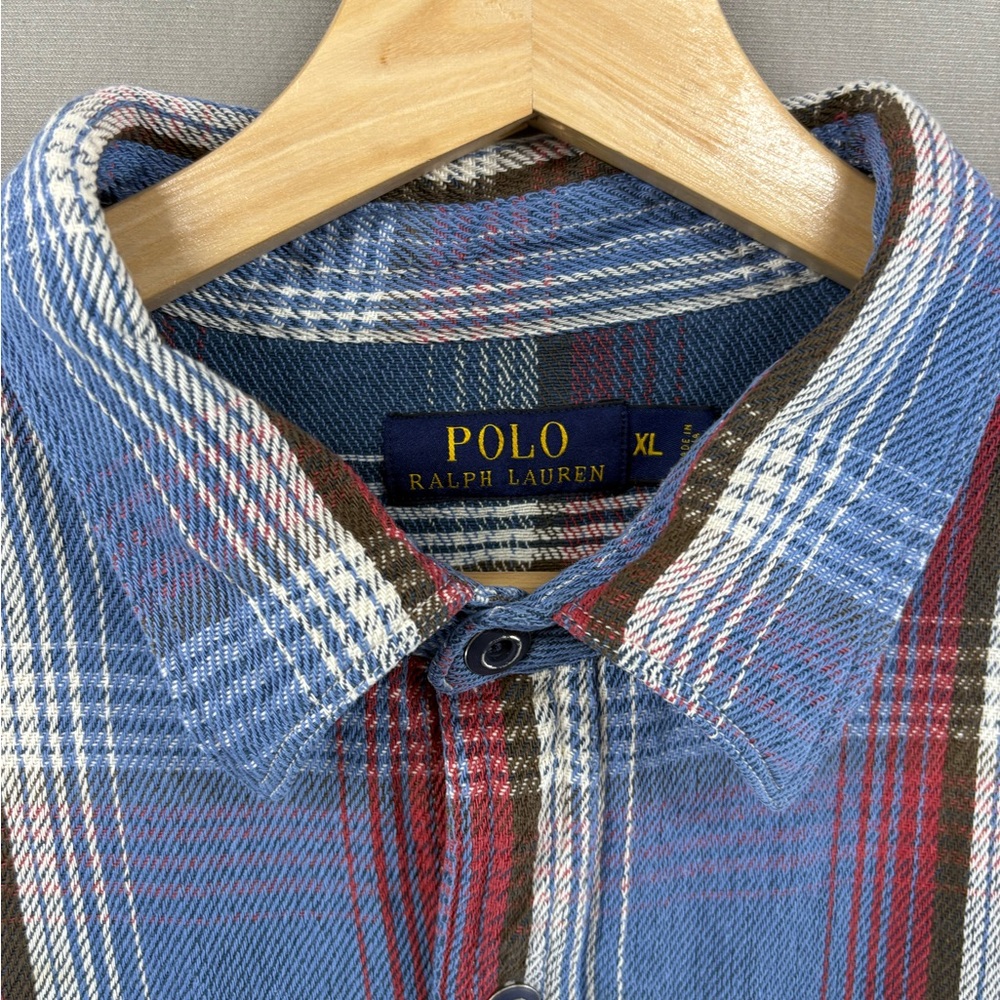 Polo Ralph Lauren Men Plaid Flannel Shirt Size XL Blue Cotton - Picture 2 of 8